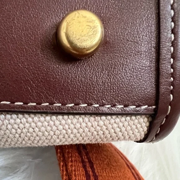 Coach Canvas Tote with Brown Leather Trim - Picture 6 of 16